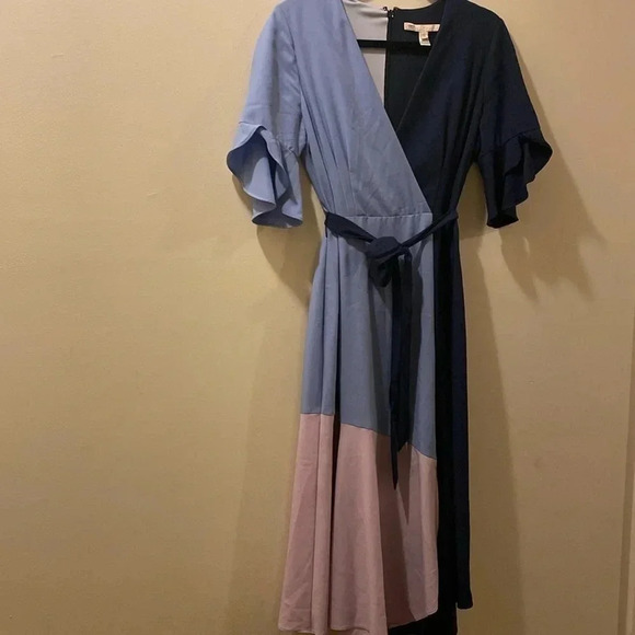 Anthropologie Hutch color block midi dress - small - blue/purple-great condition - Picture 1 of 10